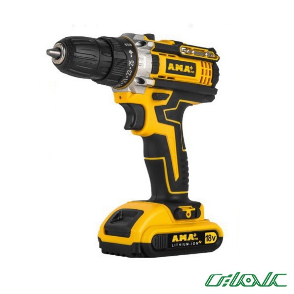 دریل پیچ گوشتی شارژی آما پلاس مدل 3418L (18ولت)