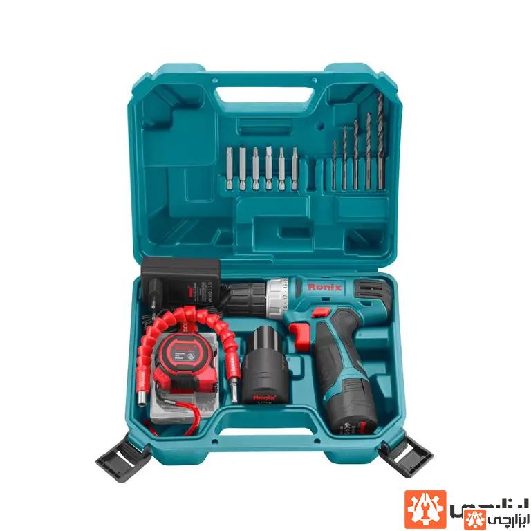 کیت دریل شارژی  RS-8012 رونیکس (12 ولت دو باتری)