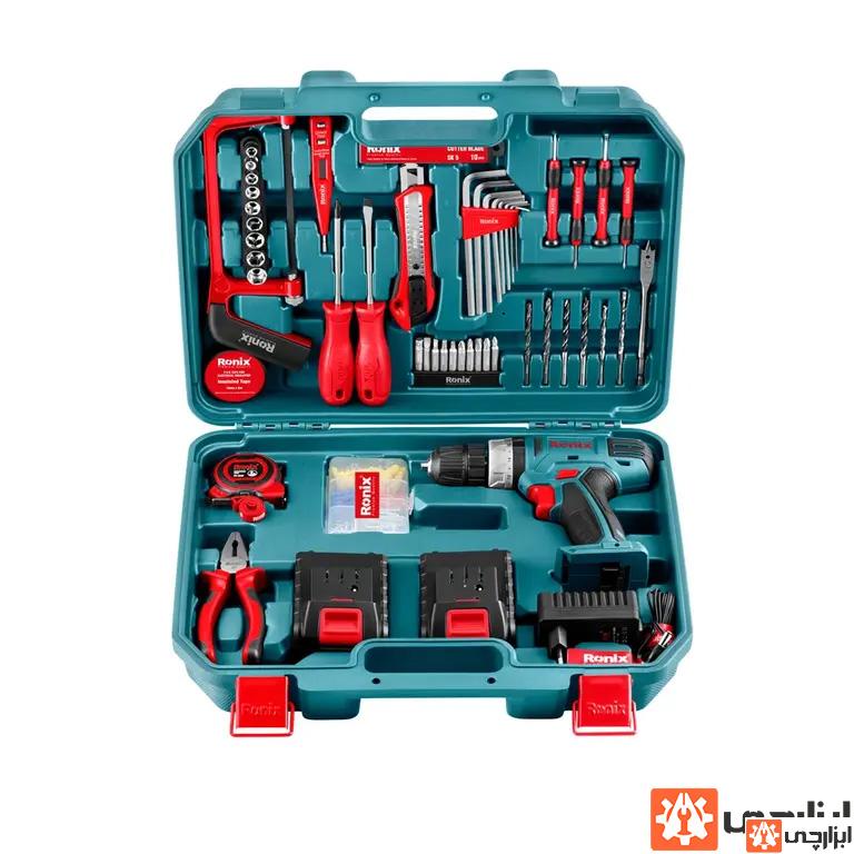 کیت دریل شارژی  RS-8018 رونیکس (18 ولت دو باتری)