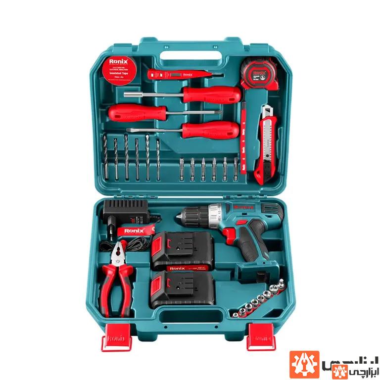 کیت دریل شارژی  RS-8014 رونیکس (14 ولت دو باتری)