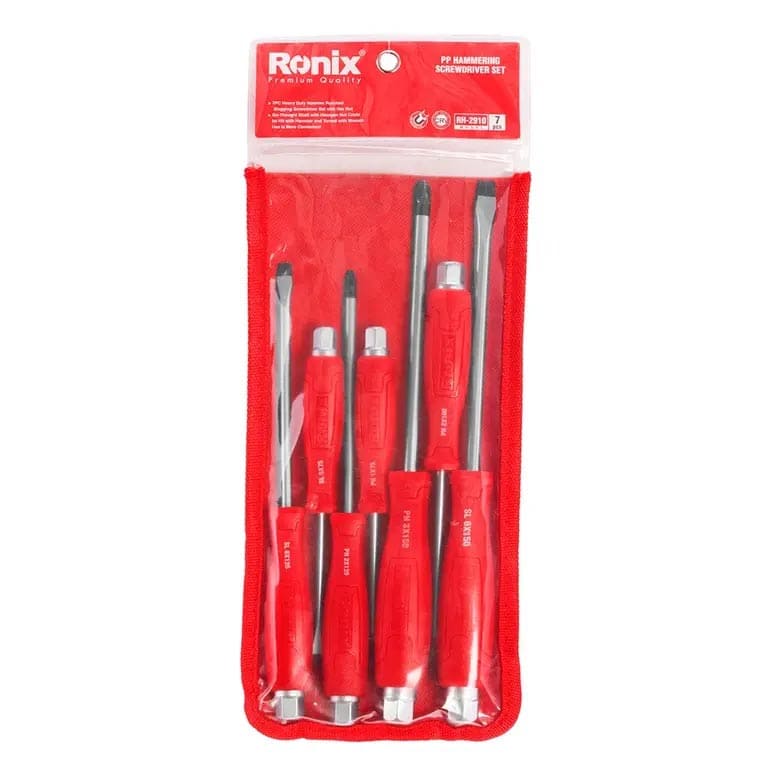 ست پیچ گوشتی ضربه خور دسته پلاستیکی RH-2910  رونیکس