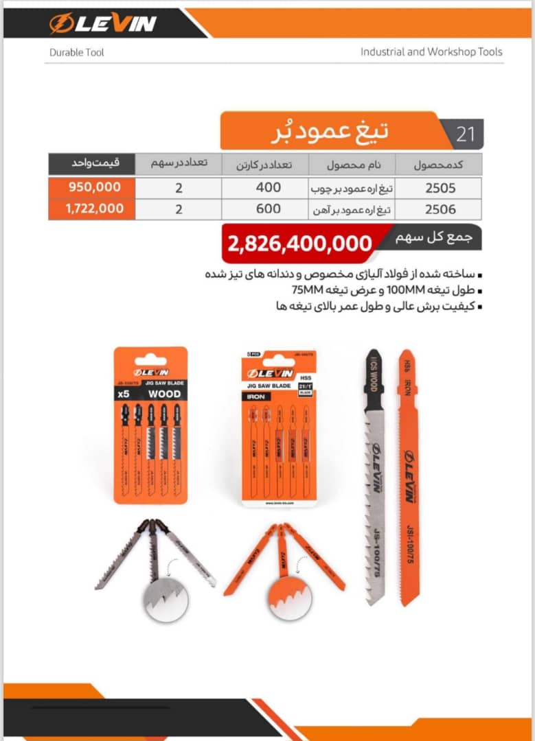 تیغ اره عمود بر لوین LEVIN چوب بر و آهن بر
